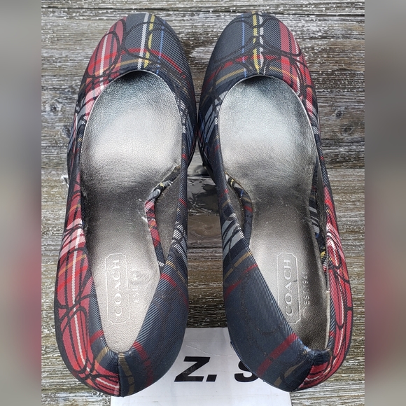 Coach Heels Carli F2370 Multicolor Red Blue Silver Button Women Size 7.5 B - Picture 6 of 11